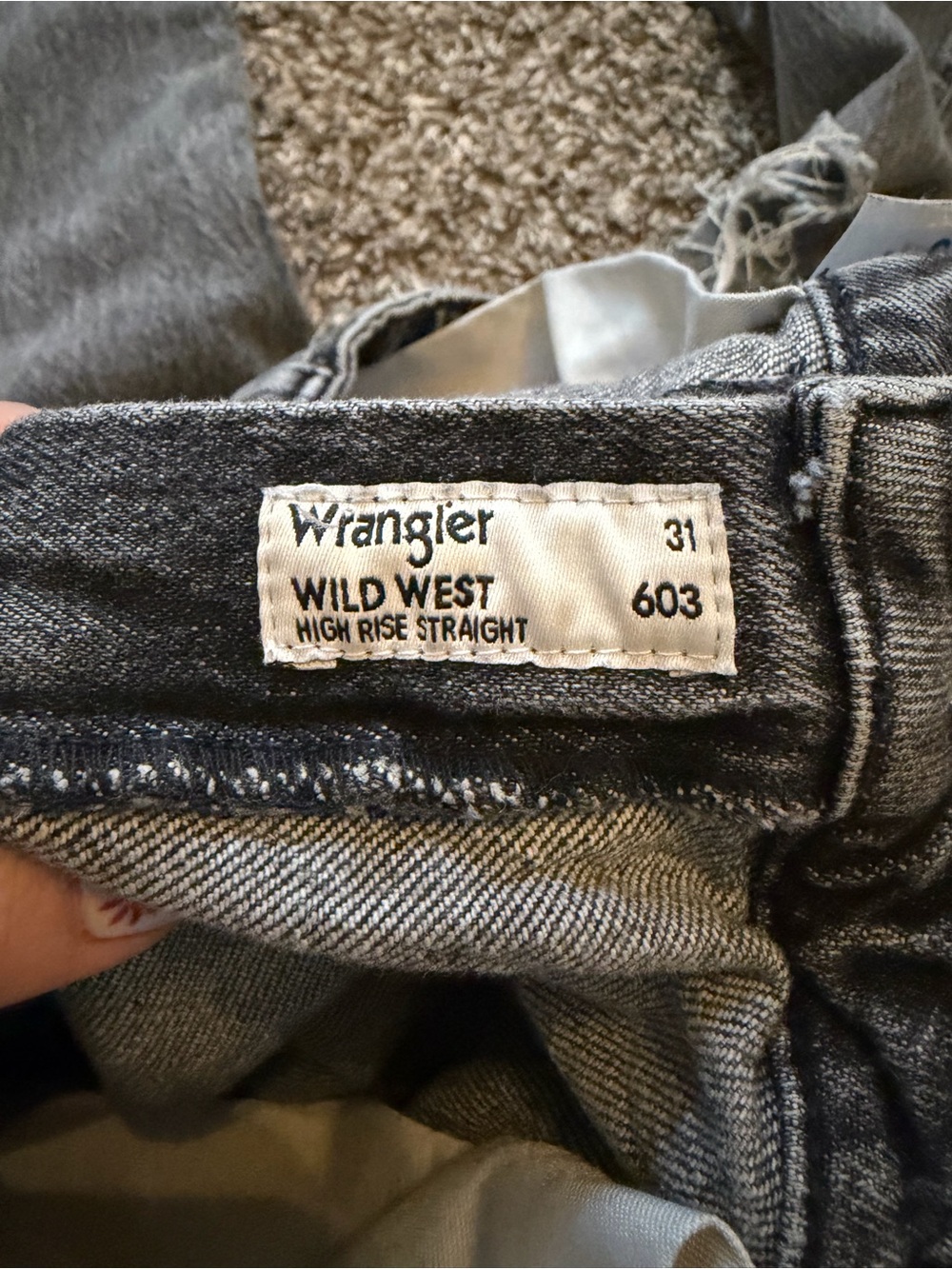 Wrangler Gray Acid Wash High-Rise Straight Jeans - Picture 2 of 4